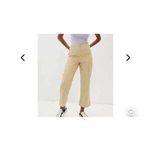 Anthropologie Find‎ Me Now Rhonda Gingham Pant Yellow Purple High Waist Size M